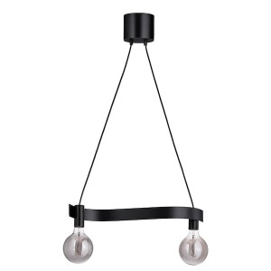 IKEA ACKJA / MOLNART pendant lamp with LED bulb, wave shaped black/globe gray clear glass, Ikea Outlet | 6140DHJFZ