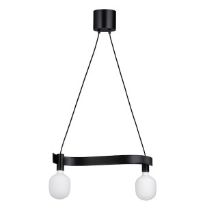 IKEA ACKJA / TRÅDFRI pendant lamp with LED bulb, wave shaped black/smart wireless dimmable, Ikea Outlet | 7836JXQLU