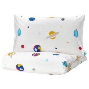 IKEA AFTONSPARV duvet cover and pillowcase(s), space, Twin Multicolor, Ikea Outlet | 8241HWZEN