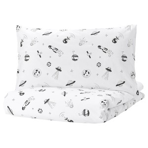 IKEA AFTONSPARV duvet cover and pillowcase(s), Twin White / Black, Ikea Outlet | 1906YIHOV