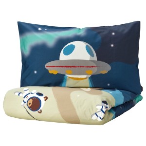 IKEA AFTONSPARV duvet cover and pillowcase(s), space/blue, Twin Blue, Ikea Outlet | 5836MFPSG