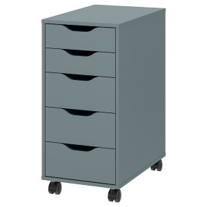 IKEA ALEX drawer unit on casters, 14 1/8x29 7/8 in Gray / Turquoise / Black, Ikea Outlet | 8731WSMCD
