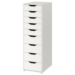 IKEA ALEX drawer unit with 9 drawers, 14 1/8x45 5/8 in White, Ikea Outlet | 3974BDCJR