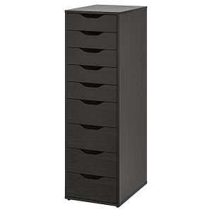 IKEA ALEX drawer unit with 9 drawers, 14 1/8x45 5/8 in Black / Brown, Ikea Outlet | 9628NVZDE
