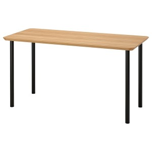 IKEA ANFALLARE / ADILS desk, bamboo/black, 55 1/8x25 5/8 in Black, Ikea Outlet | 8167XERAZ