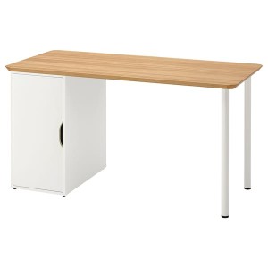 IKEA ANFALLARE / ALEX desk, bamboo/white, 55 1/8x25 5/8 in, Ikea Outlet | 7613HRPXB