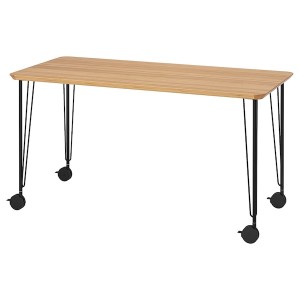 IKEA ANFALLARE / KRILLE desk, bamboo/black, 55 1/8x25 5/8 in Black, Ikea Outlet | 5802LBFAX
