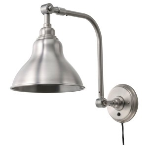 IKEA ANKARSPEL wall lamp with LED bulb, pewter effect, Ikea Outlet | 2964XYHBN