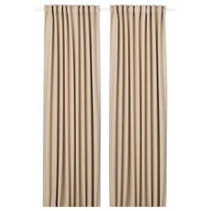 IKEA ANNAKAJSA room darkening curtains, 1 pair, 57x98 in Beige, Ikea Outlet | 3597FUYQT