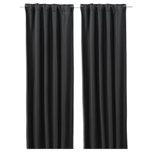 IKEA ANNAKAJSA room darkening curtains, 1 pair, 57x98 in Anthracite, Ikea Outlet | 7935KDUGF