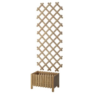 IKEA ASKHOLMEN flower box with trellis, outdoor Light Brown Stained, Ikea Outlet | 7694BXLNY