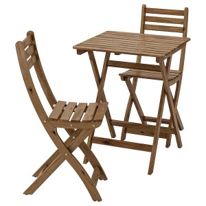 IKEA ASKHOLMEN table+2 chairs, outdoor, light brown stained, Ikea Outlet | 5647ZKTEQ