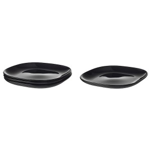 IKEA BACKIG plate, black, 9 ¾x9 ¾ in, 4 pack, Ikea Outlet | 8942DTRFX
