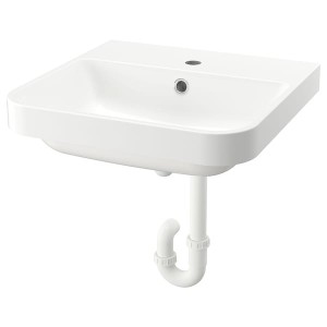 IKEA BACKSJÖN semi-recessed sink with water trap, 20x19 5/8 in White, Ikea Outlet | 2968XWPIU