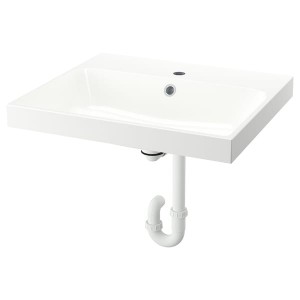 IKEA BACKSJÖN sink with water trap, 24 1/8x21 in White, Ikea Outlet | 4876YLKIQ