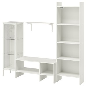 IKEA BAGGEBO TV storage combination, white, 68 1/2x13 3/4x63 in, Ikea Outlet | 8591HNMCI