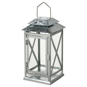 IKEA BEFÄSTA lantern for candle, indoor/outdoor, galvanized, 11 in, Ikea Outlet | 8014XPAWQ