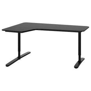 IKEA BEKANT corner desk-left stained ash veneer/black, 63x43 1/4 in Black, Ikea Outlet | 0826HVGZY