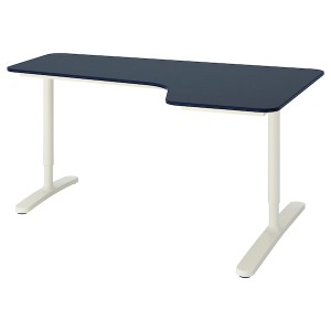 IKEA BEKANT corner desk-right, 63x43 1/4 in Linoleum Blue / White, Ikea Outlet | 7186HFLWZ