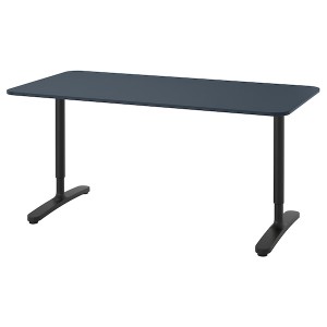 IKEA BEKANT desk, 63x31 1/2 in Linoleum Blue / Black, Ikea Outlet | 1692FGWAM