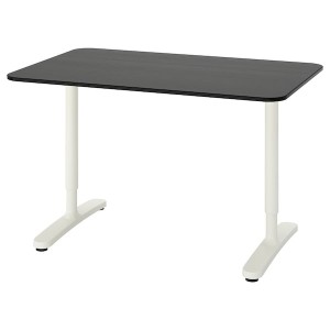 IKEA BEKANT desk stained ash veneer/white, 47 1/4x31 1/2 in Black, Ikea Outlet | 0967ZHVPT