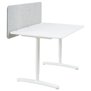 IKEA BEKANT desk with screen, white/gray, 47 1/4x31 1/218 7/8 in, Ikea Outlet | 9045KDVOF