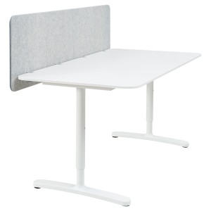IKEA BEKANT desk with screen, white/gray, 63x31 1/218 7/8 in, Ikea Outlet | 4782NIRHB