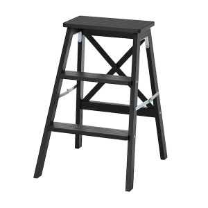 IKEA BEKVÄM stepladder, 3 steps, 24 3/4 in Black, Ikea Outlet | 5978IJUTW