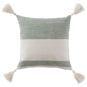 IKEA BENEDIKTA cushion cover, light green/white, 20x20 in, Ikea Outlet | 8327EXDCA