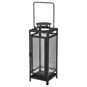 IKEA BERGGRAN lantern for pillar candle, indoor/outdoor anthracite, 13 in, Ikea Outlet | 3086YXGQL