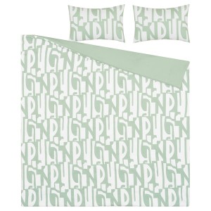 IKEA BERGHEMLOCK comforter set, Full/Queen Green / White, Ikea Outlet | 4915RYGCX