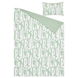 IKEA BERGHEMLOCK comforter set, Twin/Twin X-long Green / White, Ikea Outlet | 5624DESHB