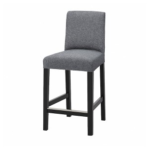 IKEA BERGMUND bar stool with backrest, 24 3/8 in Black / Gunnared Medium Gray, Ikea Outlet | 9231HEOJA