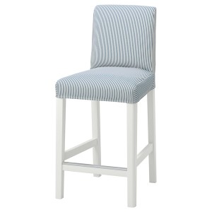 IKEA BERGMUND bar stool with backrest White / Rommele Dark Blue / White, Ikea Outlet | 4720VJCFQ