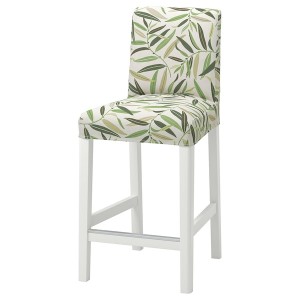 IKEA BERGMUND bar stool with backrest White / Fågelfors Multicolor, Ikea Outlet | 4503OFKYT