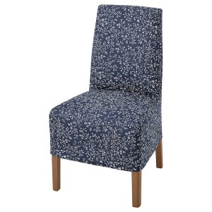 IKEA BERGMUND chair w medium long cover Oak Effect / Ryrane Dark Blue, Ikea Outlet | 3169XTYCR