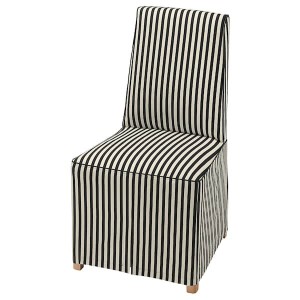 IKEA BERGMUND chair with long cover Oak Effect / Black / White, Ikea Outlet | 0637BDZIP