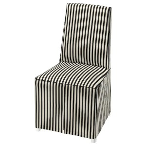 IKEA BERGMUND chair with long cover White / Black / White, Ikea Outlet | 1795TJZKY