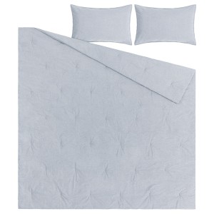 IKEA BERGPALM comforter set, King Blue / Stripe, Ikea Outlet | 1476RHDKQ