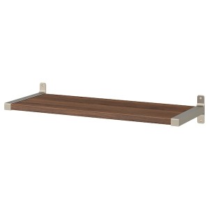 IKEA BERGSHULT / GRANHULT wall shelf, 31 1/2x11 3/4 in Walnut Effect / Nickel Plated, Ikea Outlet | 1269KVQFX