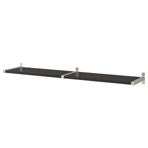 IKEA BERGSHULT / GRANHULT wall shelf, 63x11 3/4 in Brown / Black / Nickel Plated, Ikea Outlet | 5832UBVEK