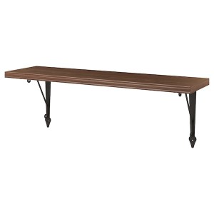 IKEA BERGSHULT / KROKSHULT wall shelf, 31 1/2x7 7/8 in Walnut Effect / Anthracite, Ikea Outlet | 3785ZWOJA