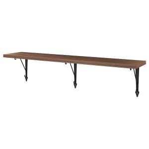 IKEA BERGSHULT / KROKSHULT wall shelf, 47 1/4x7 7/8 in Walnut Effect / Anthracite, Ikea Outlet | 6107JYOIH