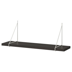 IKEA BERGSHULT / PERSHULT wall shelf, 31 1/2x7 7/8 in Brown / Black / White, Ikea Outlet | 6908WNBXD