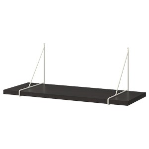 IKEA BERGSHULT / PERSHULT wall shelf, 31 1/2x11 3/4 in Brown / Black / White, Ikea Outlet | 3189VMJYL