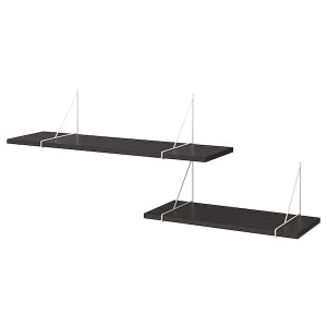 IKEA BERGSHULT / PERSHULT wall shelf combination, 47 1/4x11 3/4 in Brown / Black / White, Ikea Outlet | 5317MIWLQ