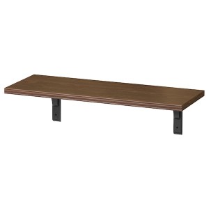 IKEA BERGSHULT / RAMSHULT wall shelf, 31 1/2x11 3/4 in Walnut Effect / Black, Ikea Outlet | 0852PEUTL