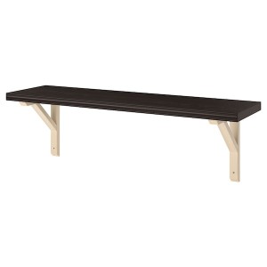 IKEA BERGSHULT / SANDSHULT wall shelf, 31 1/2x7 7/8 in Brown / Black / Aspen, Ikea Outlet | 9480JFKUO