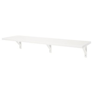 IKEA BERGSHULT / SANDSHULT wall shelf, 47 1/4x11 3/4 in White / White Stained Aspen, Ikea Outlet | 0531XHDLO