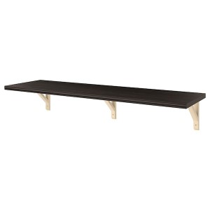 IKEA BERGSHULT / SANDSHULT wall shelf, 47 1/4x11 3/4 in Brown / Black / Aspen, Ikea Outlet | 8960CKVPL